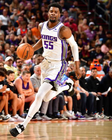 <p>Barry Gossage/NBAE via Getty Images</p> Josh Jackson plays for the Sacramento Kings against the Phoenix Suns in April 2022