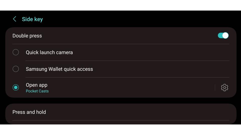 Side key settings on a Samsung phone