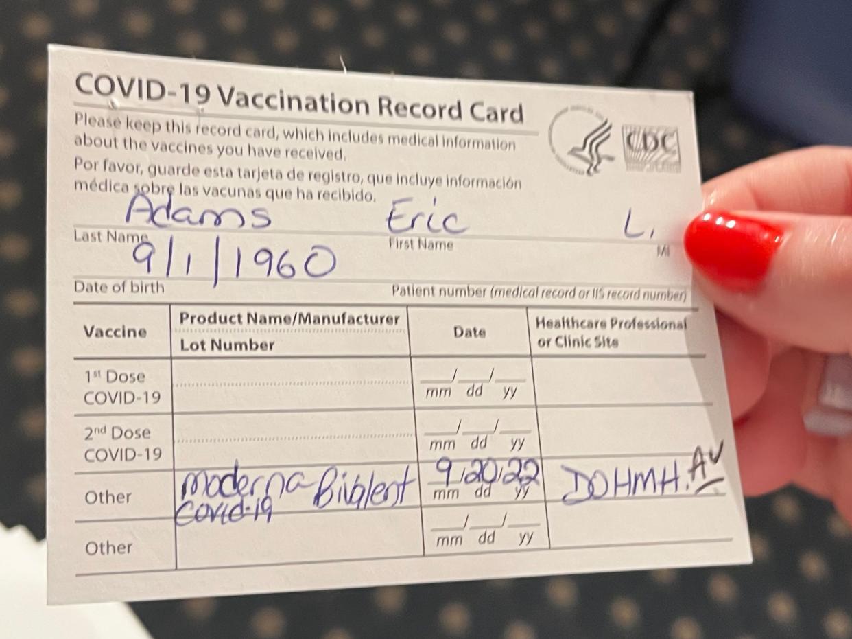 Mayor Eric Adams' new vaccination card.