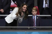 <p>William and Kate took George with them for the final of the Euro 2020 match at Wembley, between England and Italy. (Reuters)</p> 