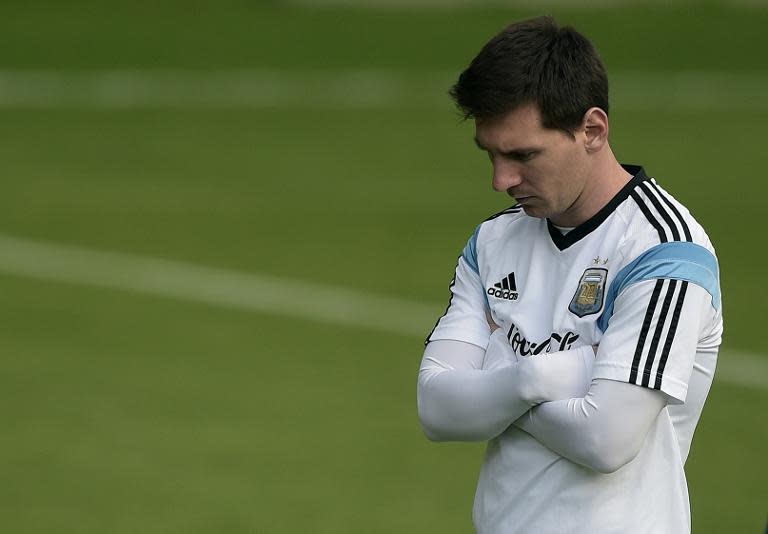 Argentina forward Lionel Messi during a training session at Cidade do Galo in Brazil on July 10, 2014