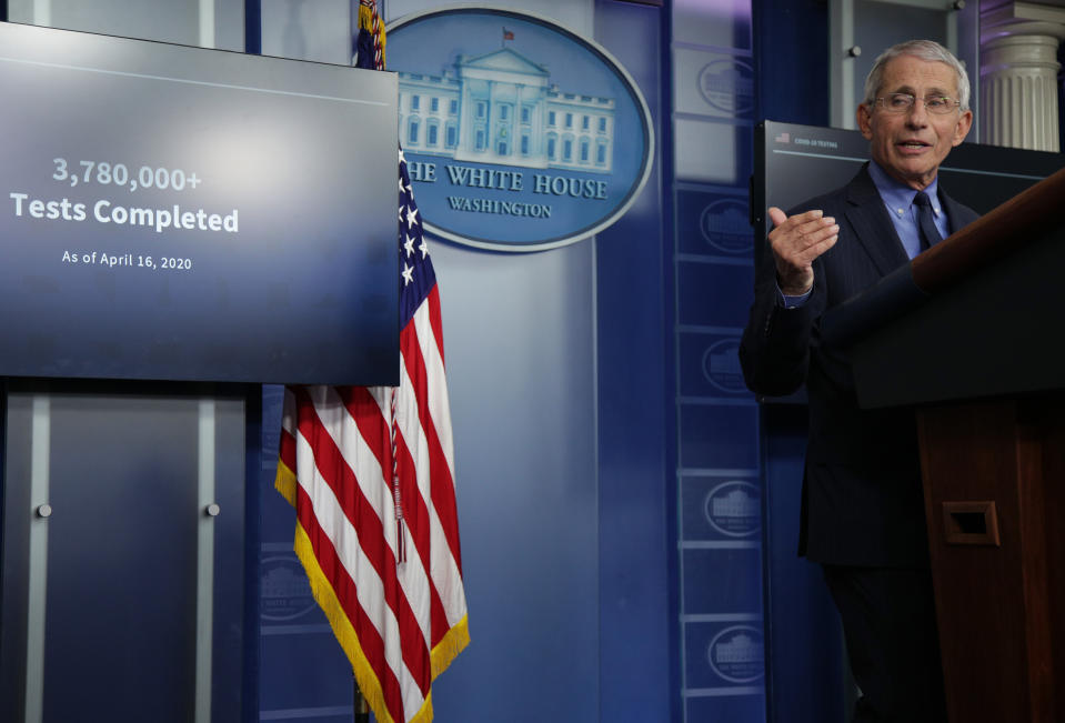 Dr. Anthony Fauci in April at a White House briefing. (Alex Wong/Getty Images)