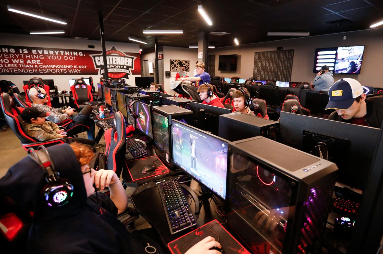 Children play video games at Contender eSports on Saturday, Feb. 10, 2024.
