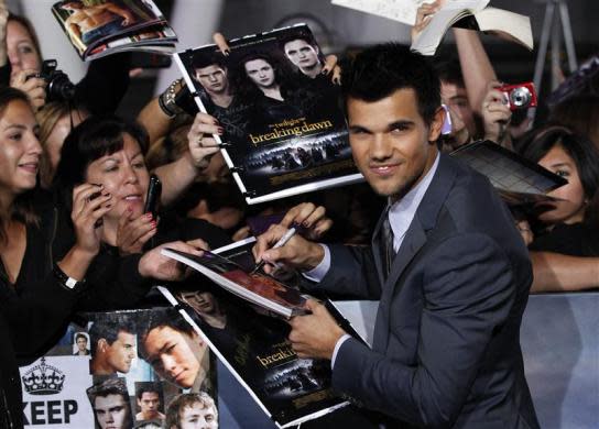 <b>6. Taylor Lautner, $779 million.</b> <br>Taylor Lautner signs autographs at the premiere of "The Twilight Saga: Breaking Dawn - Part 2" in Los Angeles, California, November 12, 2012.