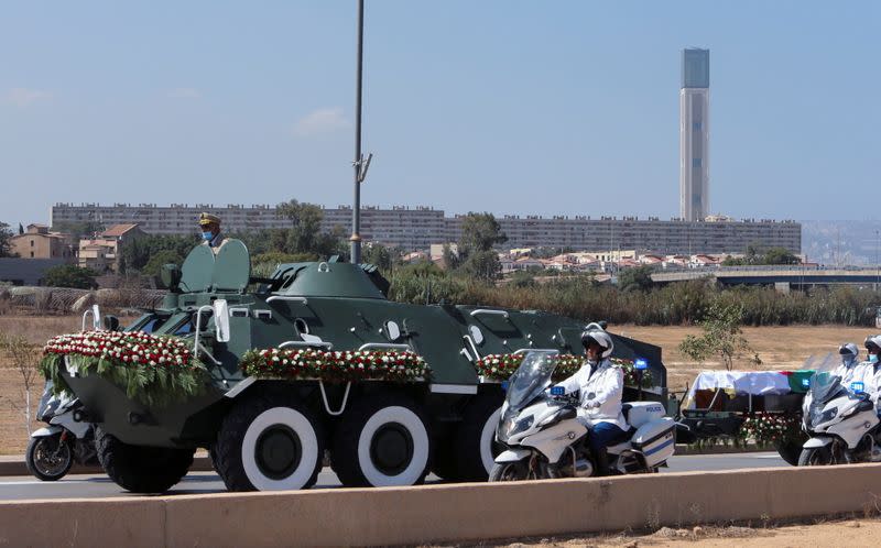 Convoy transports the coffin of late former Algerian President Abdelaziz Bouteflika, in Algiers