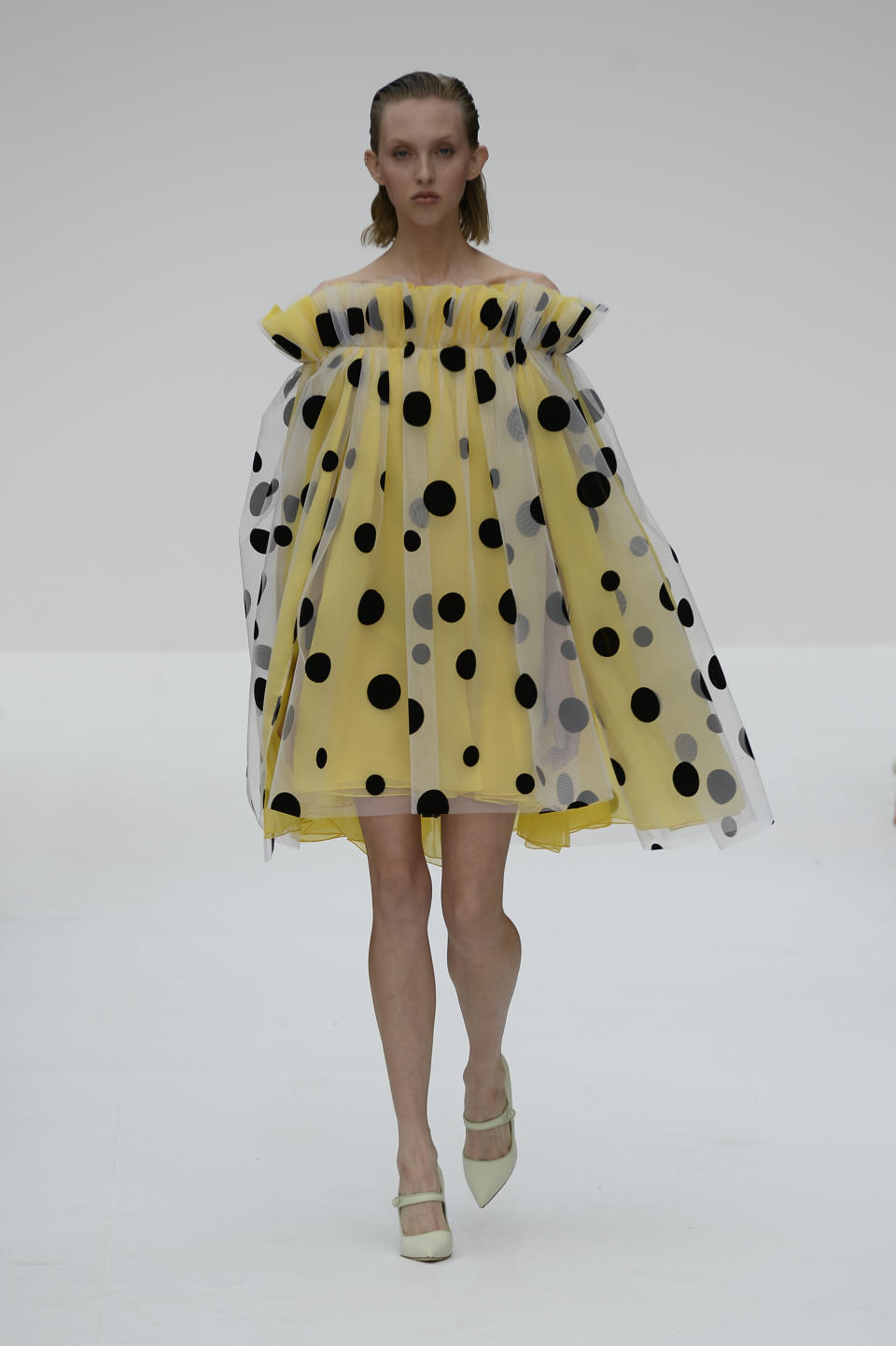 A model walks the Carolina Herrera runway during New York Fashion Week on Sept. 9.&nbsp;&nbsp;