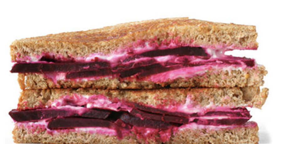 Pink and white never looked so nice. Recipe: Roasted Beet & Chevre Grilled Cheese