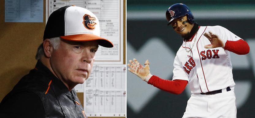 Orioles manager Buck Showalter might be Red Sox right fielder Mookie Betts’ biggest fan outside Boston. (AP Photos)