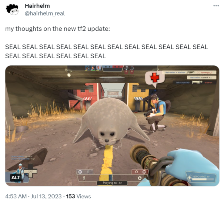 A tweet about the Team Fortress 2 seal.