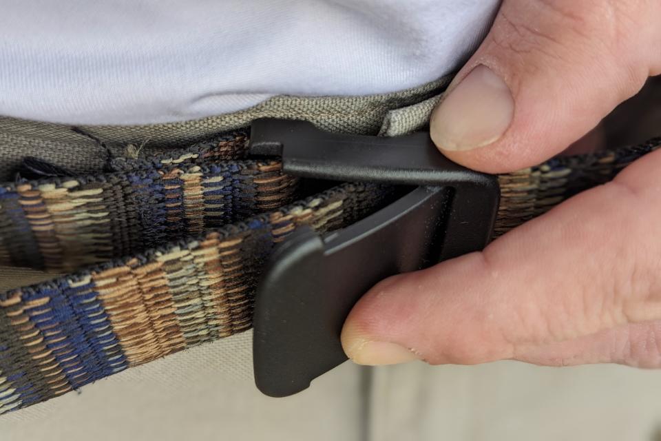 Testing the T-Lock buckle on the Bison belt