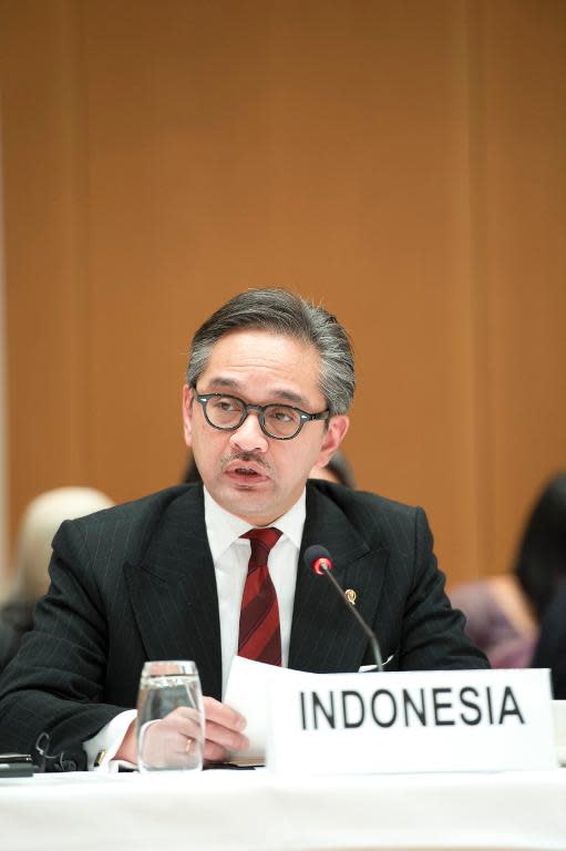 Marty Natalegawa, minister of Foreign Affairs of Indonesia, pictured during a conference in Montreux, Switzerland, on January 22, 2014