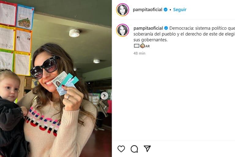 Pampita asistió a votar junto a su hija Anita