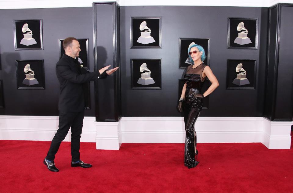 Wahlberg is the world's greatest hype man! Here he is making sure that photographers at the 2018 Grammys got a shot of his lady love. 