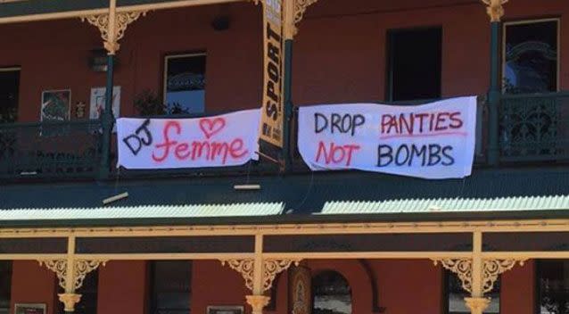 The banners displayed on James Street. Source: Facebook