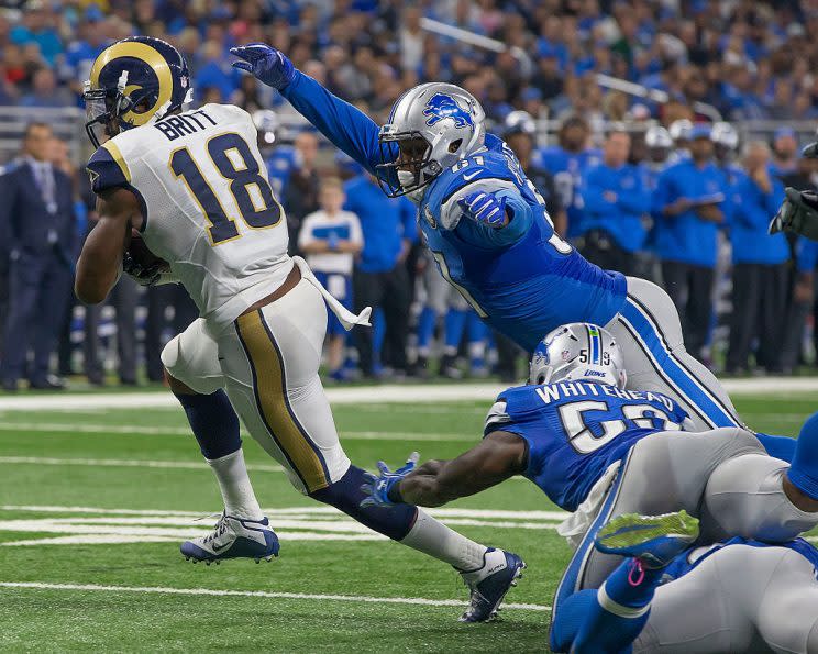 Kenny Britt remains on pace for career highs in catches and yards. (Photo by Dave Reginek/Getty Images)