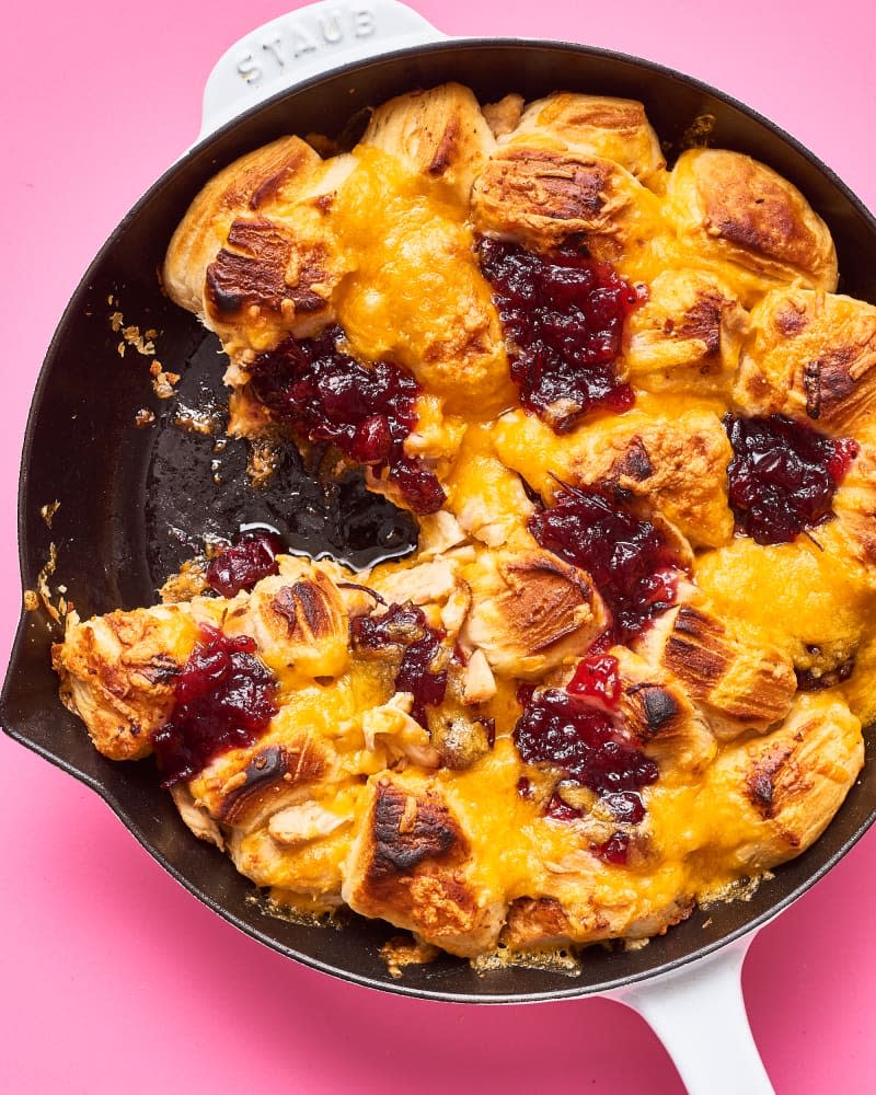 Turkey, Cranberry, Cheddar Skillet Monkey Bread 