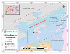 Map of the Riches Spodumene Pegmatite and the Rare-element pegmatite zone on Parks Lake. Musc = muscovite.