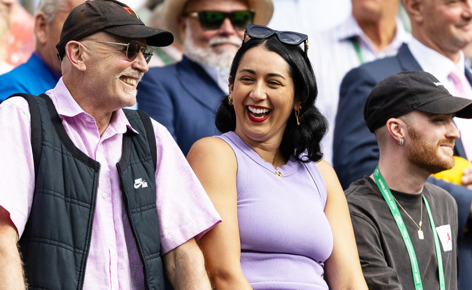 Nick Kyrgios' father and sister at Wimbledon in 2022.