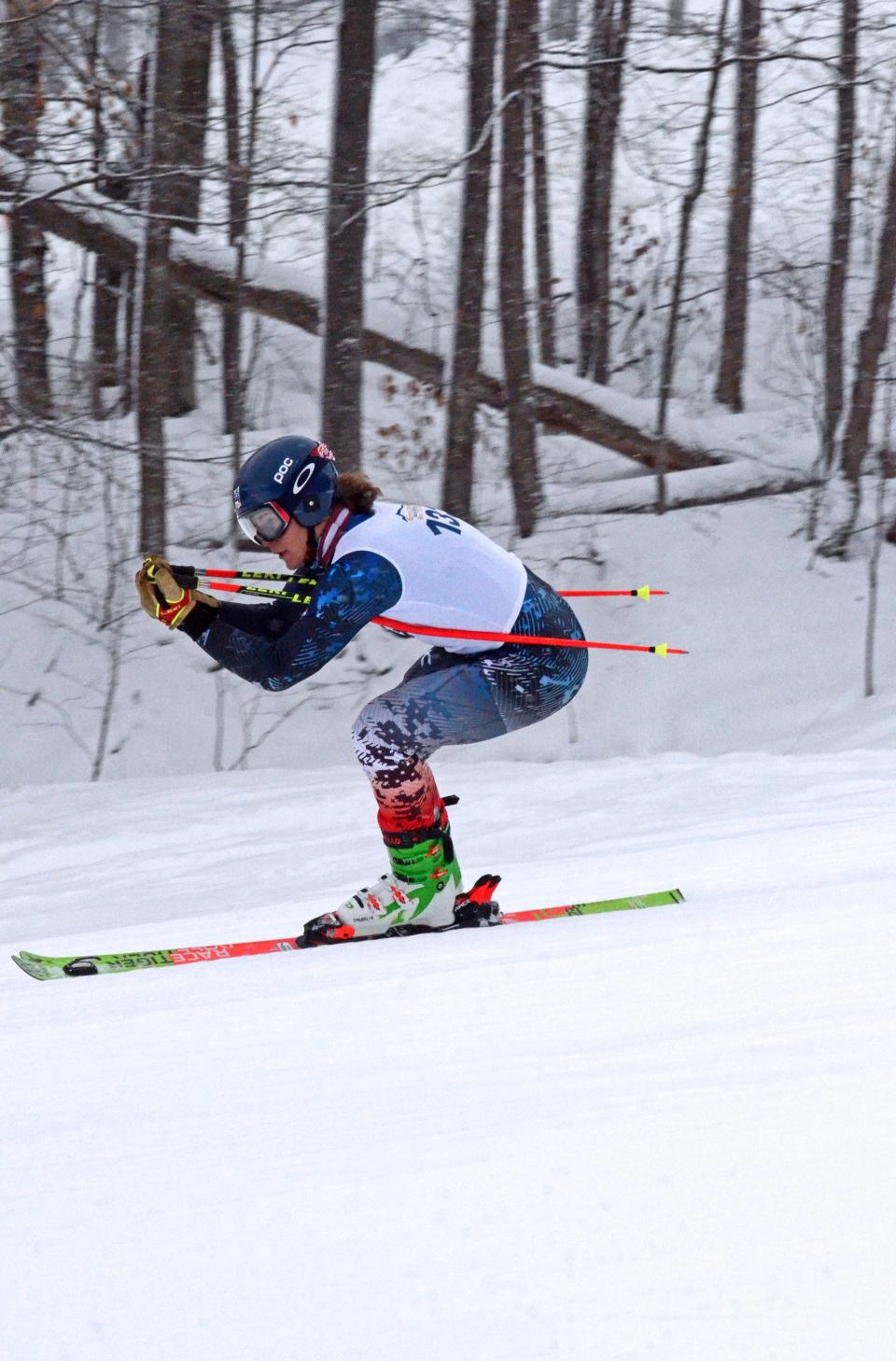 Keaton Abraham races during a Big North ski meet at Boyne Mountain on Thursday, January 26.