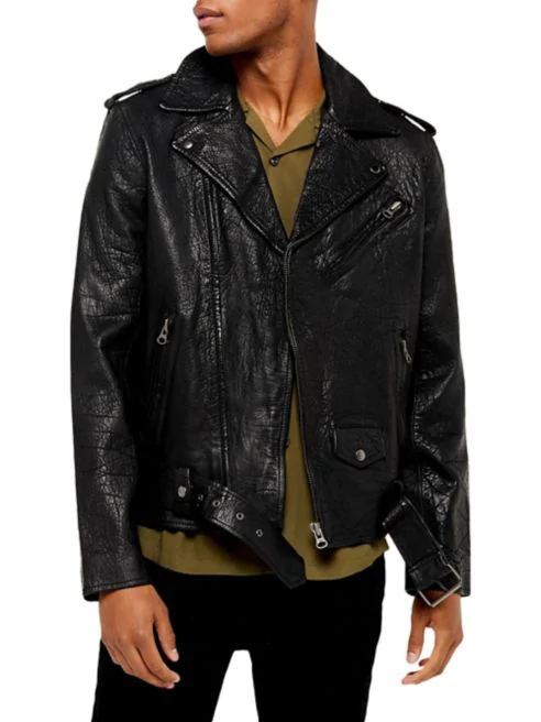 Topman Buffalo Leather Biker Jacket