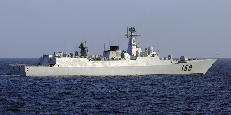 Chinese destroyer DDG-169 Wuhan is pictured from French Frigate Le Floreal on January 7, 2009.