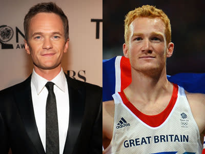 <b>Neil Patrick Harris / <a href="http://yhoo.it/P9VR9a" rel="nofollow noopener" target="_blank" data-ylk="slk:Greg Rutherford;elm:context_link;itc:0;sec:content-canvas" class="link ">Greg Rutherford</a></b><br> Legen… Wait for it... dary.