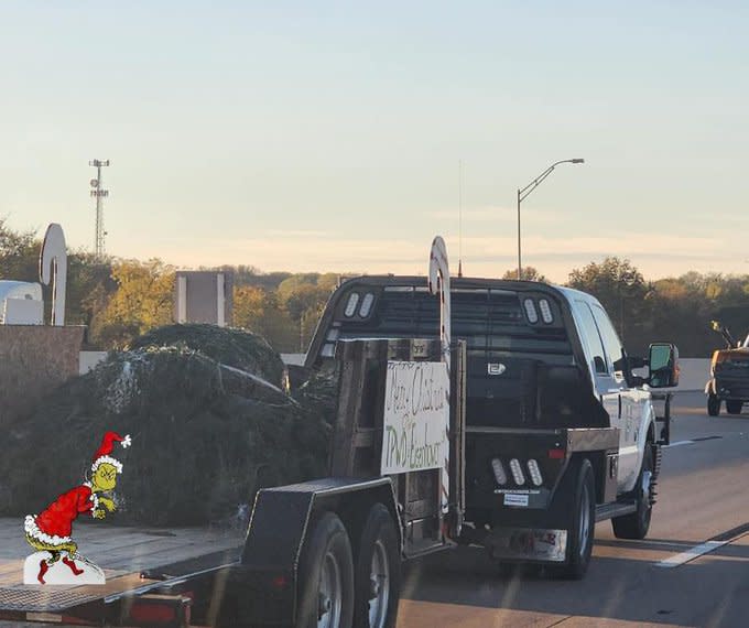 Mamie the Texas Capitol Christmas Tree traveled down Interstate 35 on Monday, | Courtesy Texas Parks and Wildlife