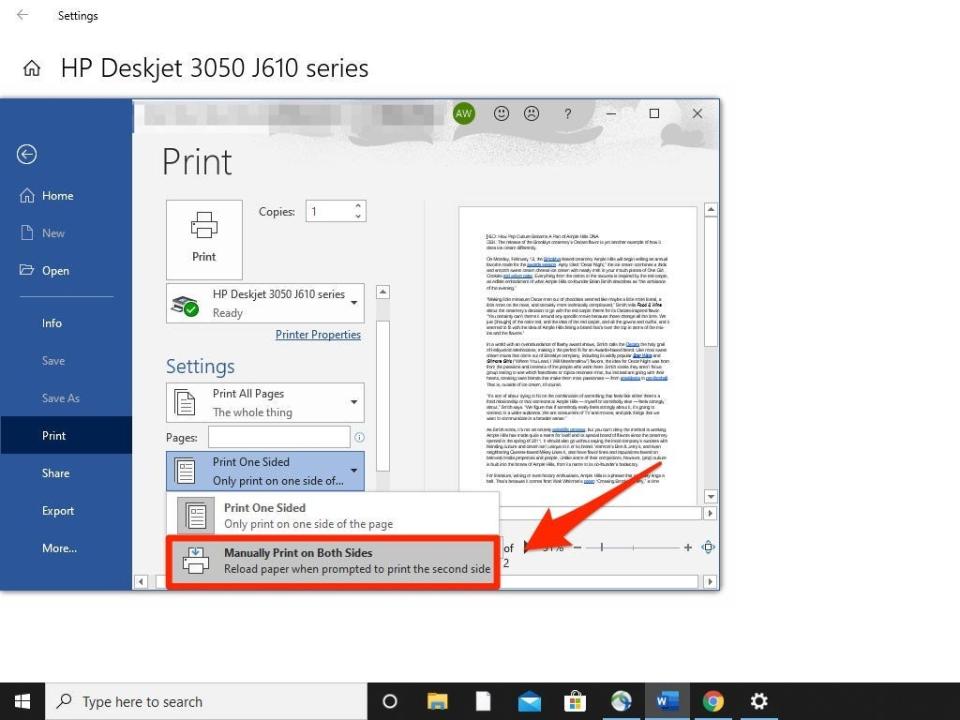 How to print double sided on Windows 10