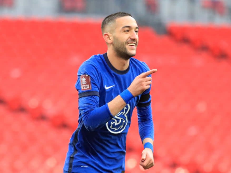 Hakim Ziyech celebrates scoring the winnerPOOL/AFP via Getty Images