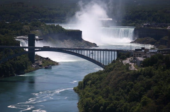 The Rainbow Bridge crosses from the United States (L), into Canada near the Niagara Falls on June 4, 2013 at Niagara Falls, New York (Getty Images)