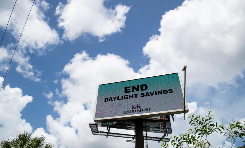 A billboard in Florida this month advocates for the end of Daylight Savings Time.