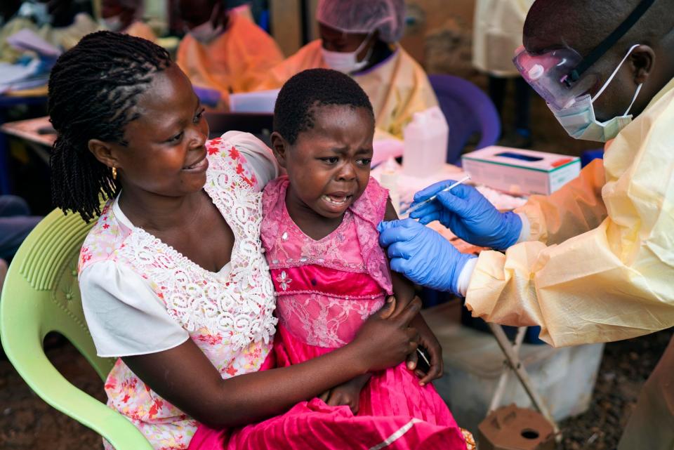 A girl receives the Ebola vaccine in Beni (AP)