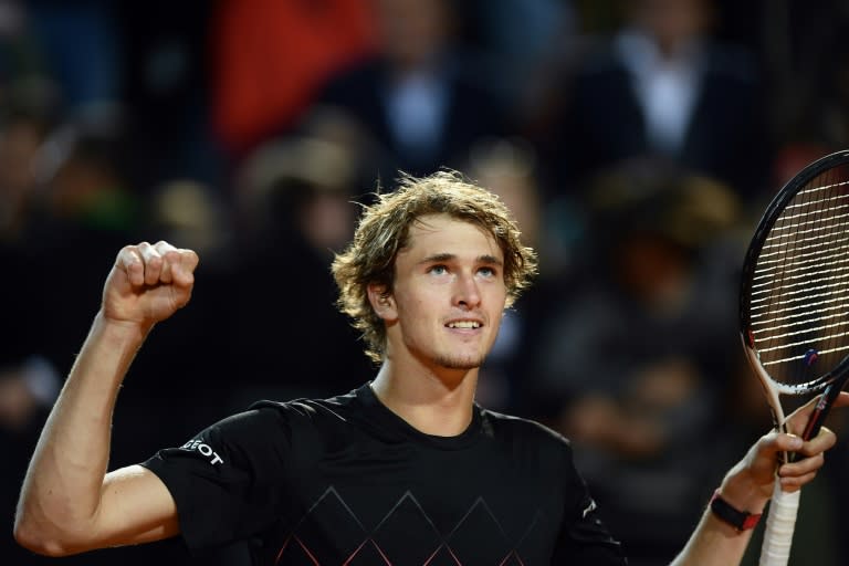 Title defence: Alexander Zverev celebrates after defeating Marin Cilic to move into Sunday's final