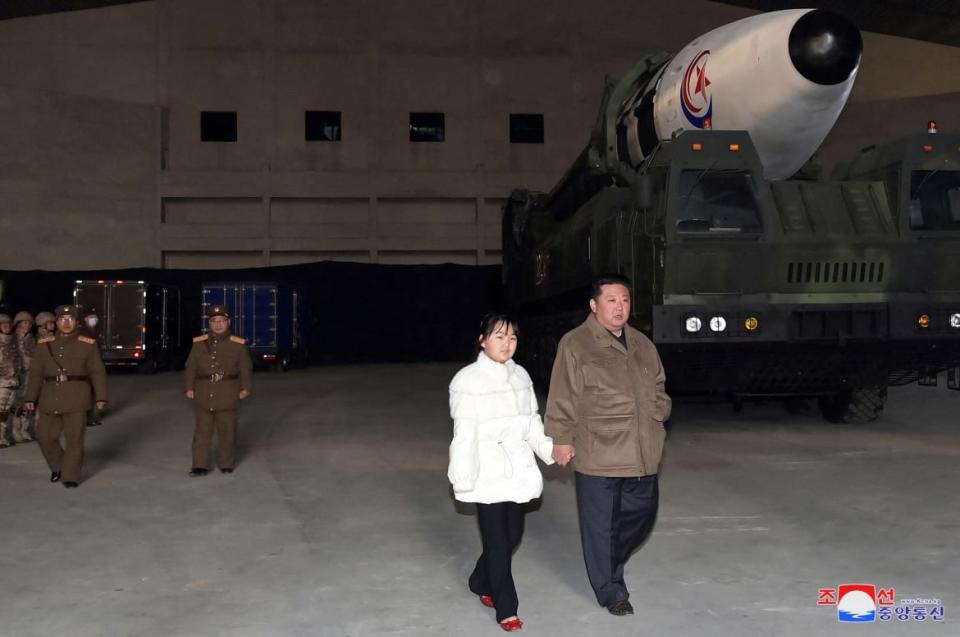 <div class="inline-image__caption"><p>North Korean leader Kim Jong Un inspects an intercontinental ballistic missile in this undated photo released on Nov. 19, 2022, by North Korea’s Korean Central News Agency. </p></div> <div class="inline-image__credit">KCNA via Reuters</div>