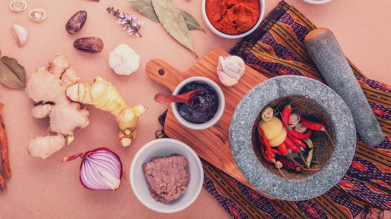 ingredients for Thai curry paste