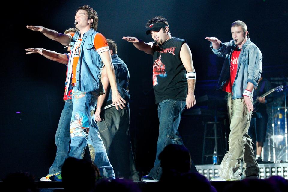 NSYNC in concert at the Nationwide Arena on April 23, 2002.