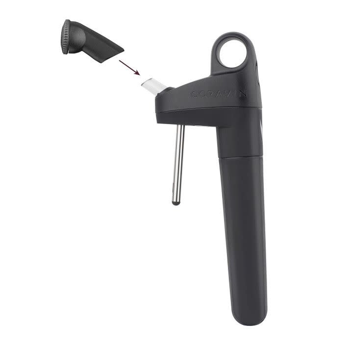 <p>williams-sonoma.com</p><p><strong>$128.95</strong></p><p>This tool lets you pour from a wine bottle...without pulling the cork. The system carefully pierces the cork, allows you to pour wine out through the handy spout, aerating it in the process, then injects argon into the empty space in the bottle to take the place of air, so the wine left behind doesn't oxidize and stays fresh for up to a month.</p>