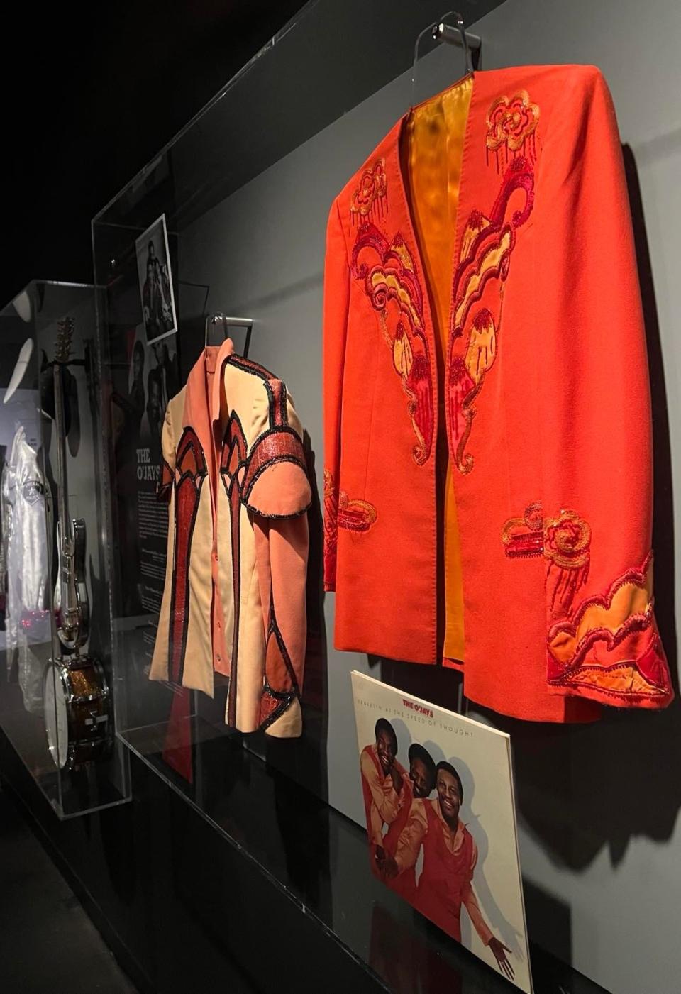 Clothing and keepsakes from The O'Jays are displayed in the Rock & Roll Hall of Fame in Cleveland. The O'Jays were inducted into the hall in 2005.