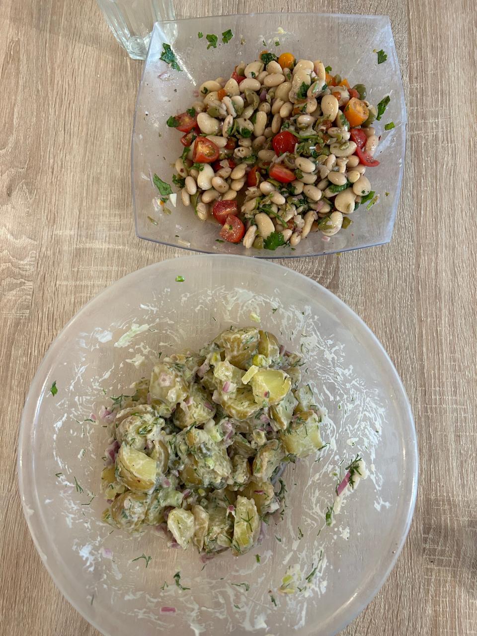 Two bowls of salad.