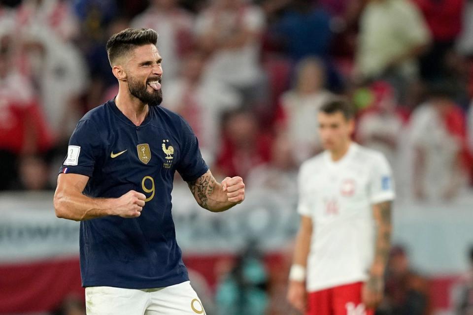 El delantero francés Olivier Giroud se convirtió en el máximo goleador de la historia de su país en este Mundial (Copyright 2022 The Associated Press. Todos los derechos reservados)