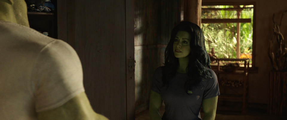 Tatiana Maslany is She-Hulk in She-Hulk: Attorney at Law. (Image: Marvel Studios)