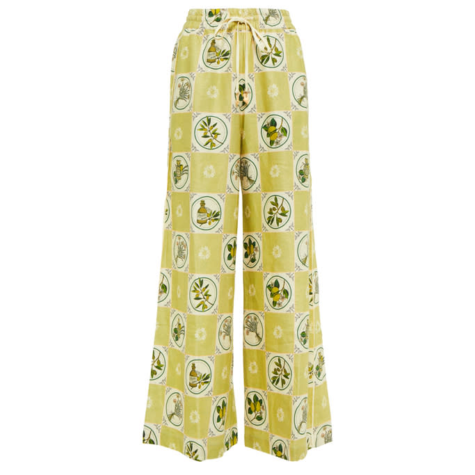 Alémais Sofia Printed Cotton and Linen Wide-Leg Pants