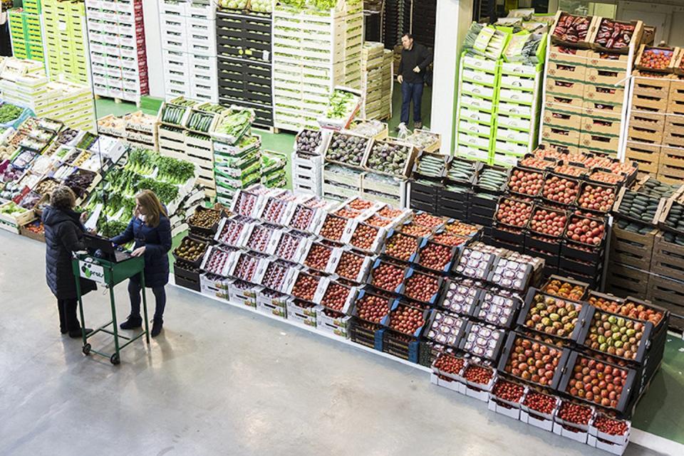 Pabellón de frutas y horalizas en Mercabarna. <a href="https://commons.wikimedia.org/wiki/File:Pabell%C3%B3n_del_Mercado_Central_de_Frutas_y_Hortalizas.jpg" rel="nofollow noopener" target="_blank" data-ylk="slk:Mercabarna/Wikimedia Commons;elm:context_link;itc:0;sec:content-canvas" class="link ">Mercabarna/Wikimedia Commons</a>, <a href="http://creativecommons.org/licenses/by-sa/4.0/" rel="nofollow noopener" target="_blank" data-ylk="slk:CC BY-SA;elm:context_link;itc:0;sec:content-canvas" class="link ">CC BY-SA</a>