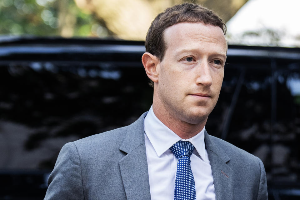 US - SEPTEMBER 13: Meta CEO Mark Zuckerberg arrives for the inaugural AI Insight Forum at the Russell Building on Capitol Hill on Wednesday, September 13, 2023. (Tom Williams/CQ-Roll Call, Inc via Getty Images)