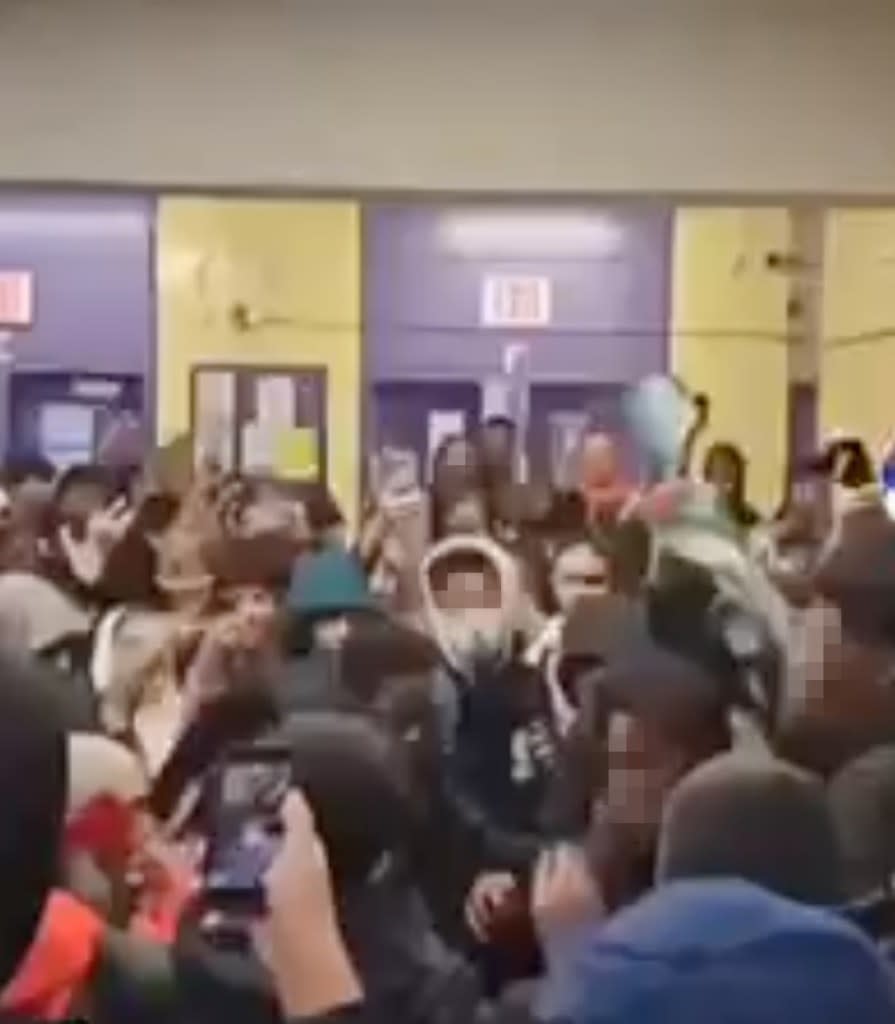 A rally in the halls of Hillcrest High School after students found out a teacher was involved in a pro-Israel rally. TikTok