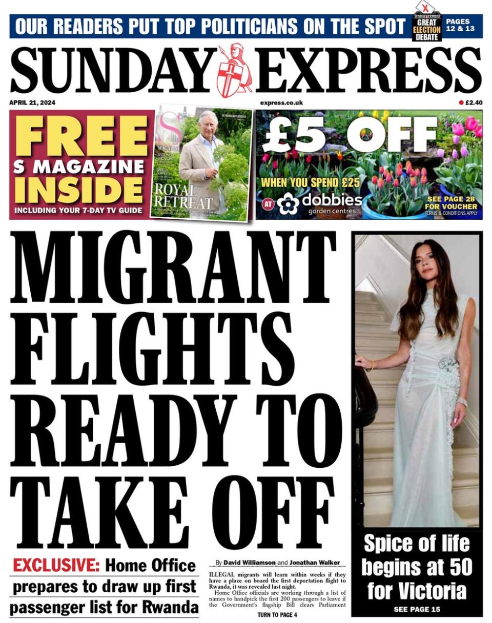 The front page of the Sunday Express