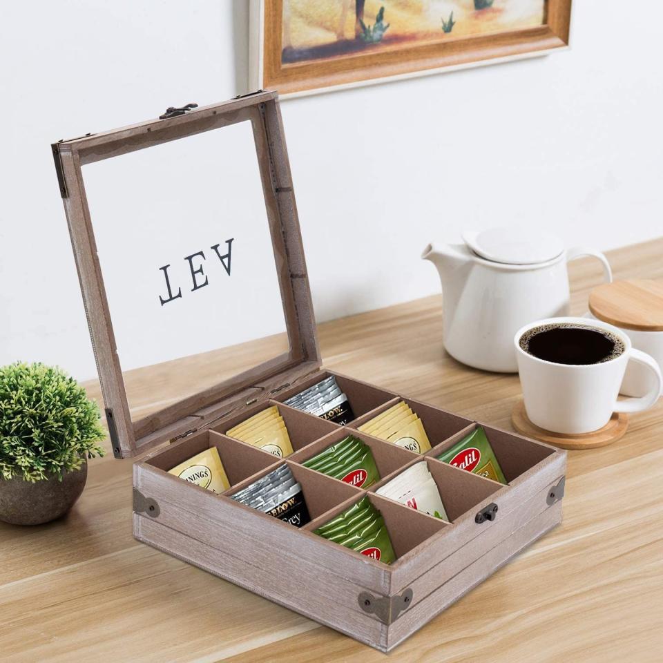 Wooden Tea Box Organizer