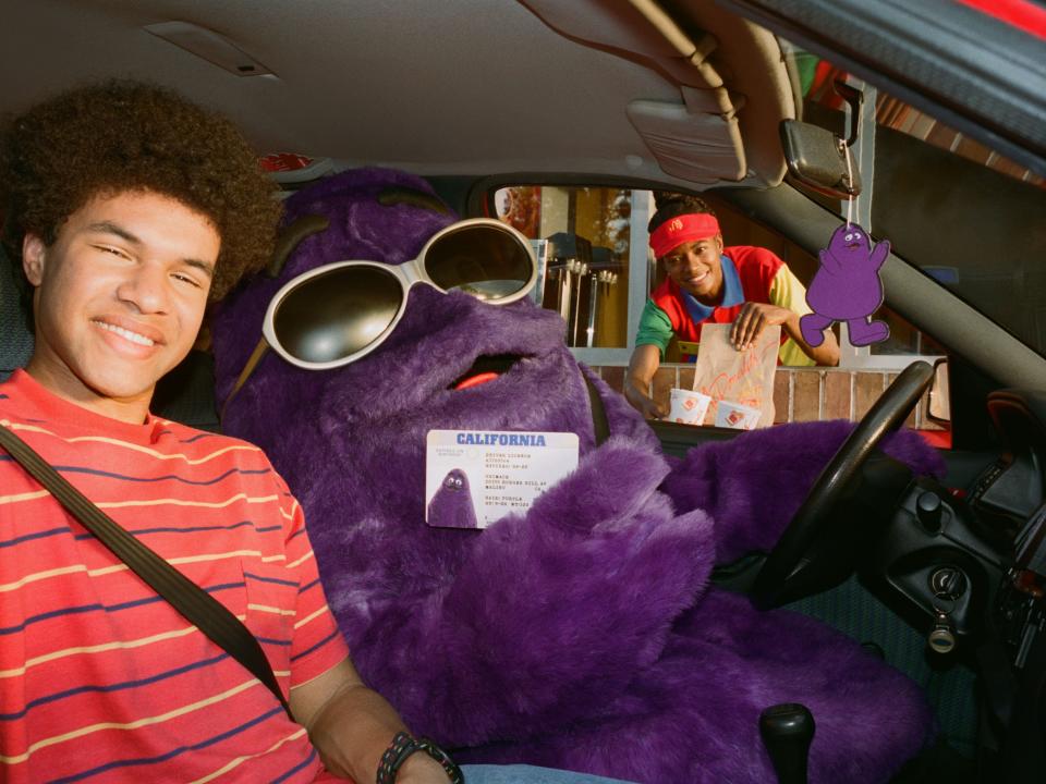 Grimace receiving his driver's license on his 16th birthday.
