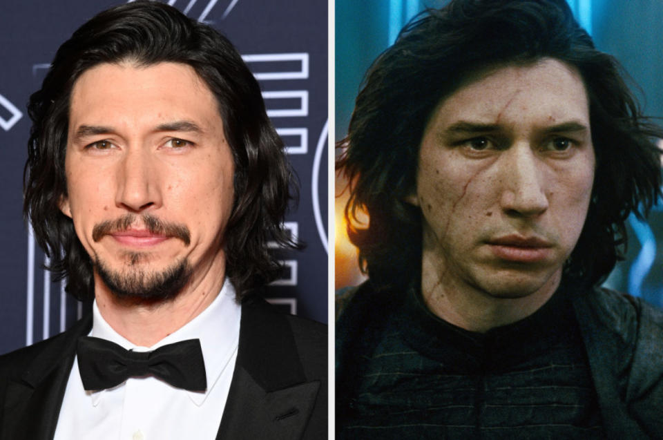 Adam Driver at an event; Adam Driver as Kylo Ren