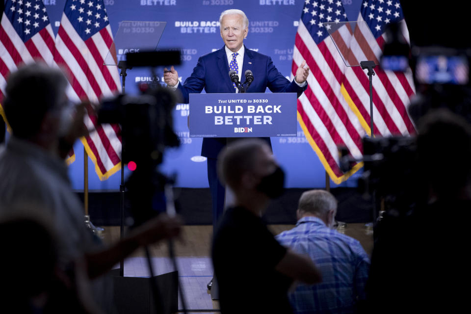 Joe Biden speaks at a campaign event